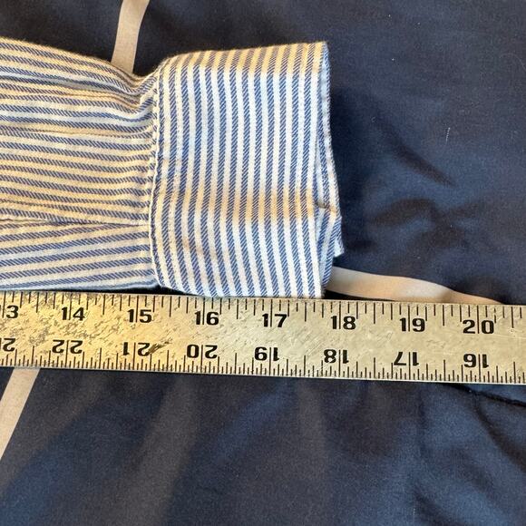 Arizona Jeans Co. Blue Striped Boyfriend Fit Button-Up – Medium - Picture 4 of 9
